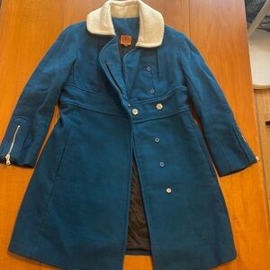 Tory Burch blue and white wool coat